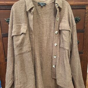 Blue Blush Brown Ribbed Jacket